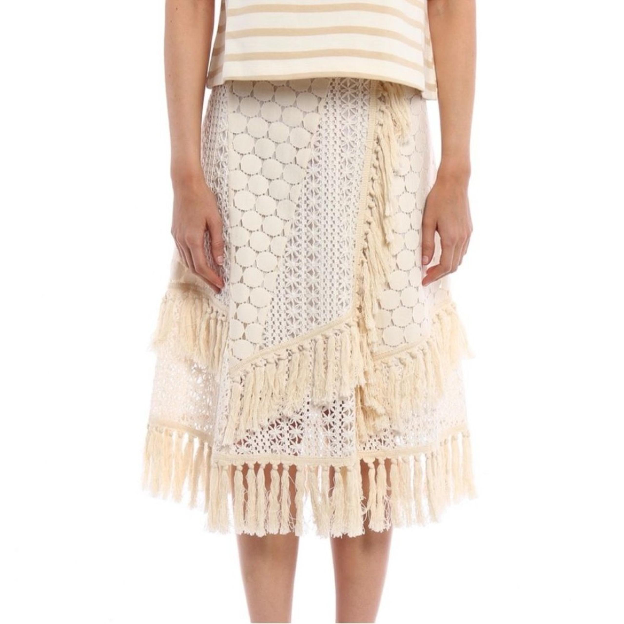 See by Chloé Fringed Boho crochet Lace skirt