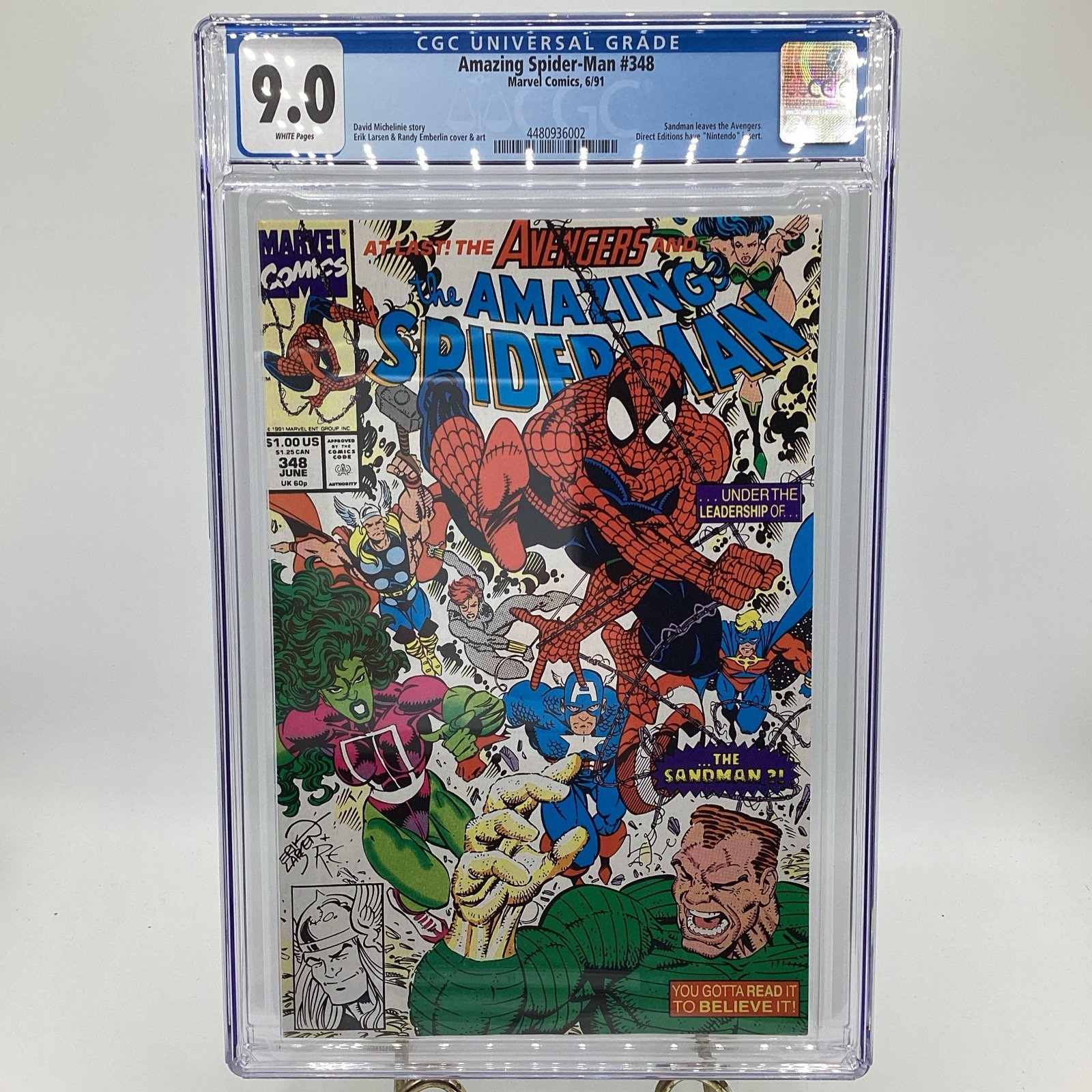 Amazing Spider-Man #348 1991 CHC 9.0 Sandman Leaves Avengers