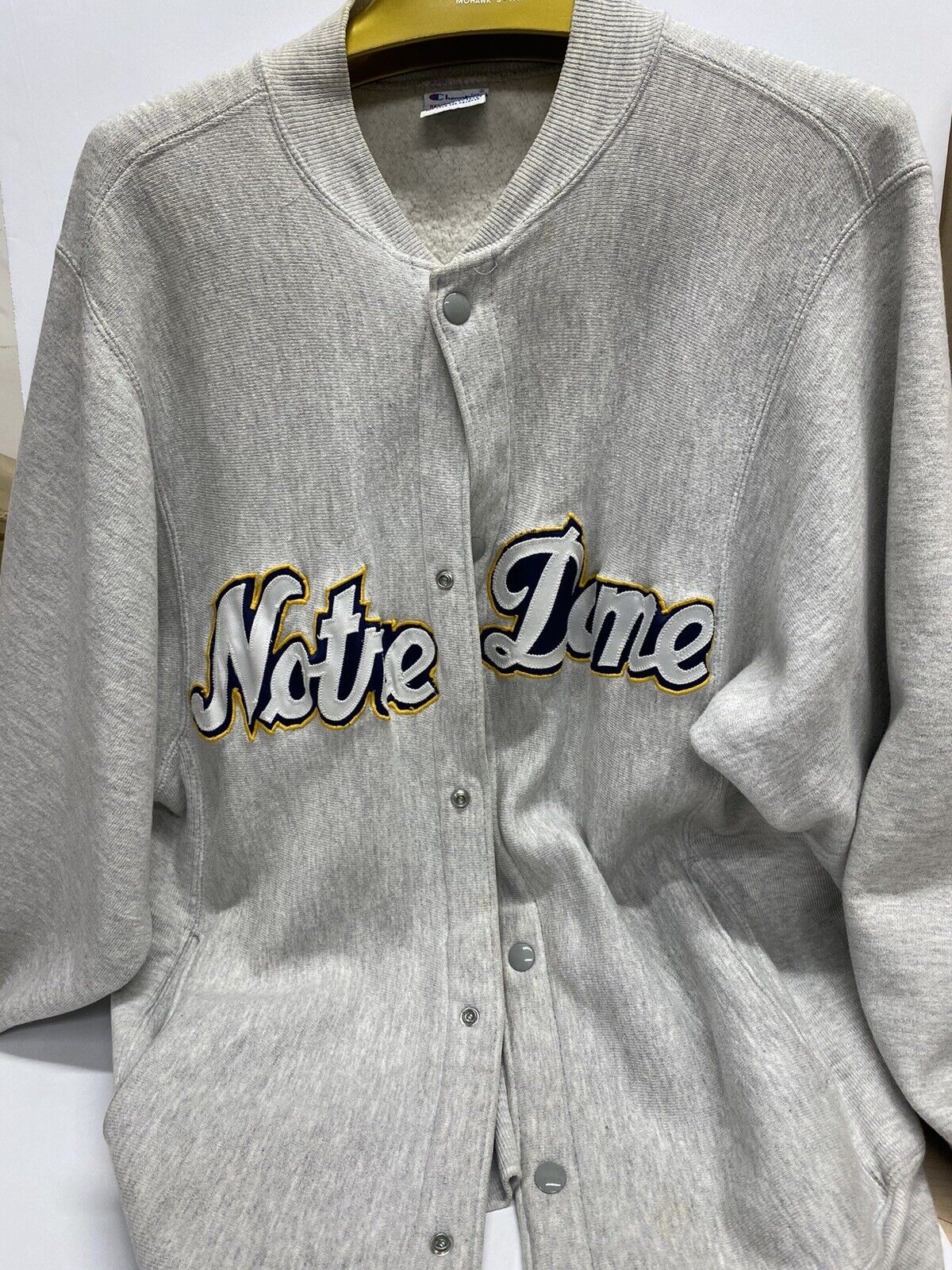 Vintage 80s Champion Norte Dame Cardigan Button Down Reverse Medium Sweatshirt