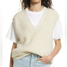 VERO MODA Loopi Fuzzy Oversized Sweater Vest Women's Large