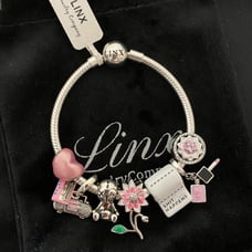 Linx Snake Chain Bracelet with Pink Themed Charms