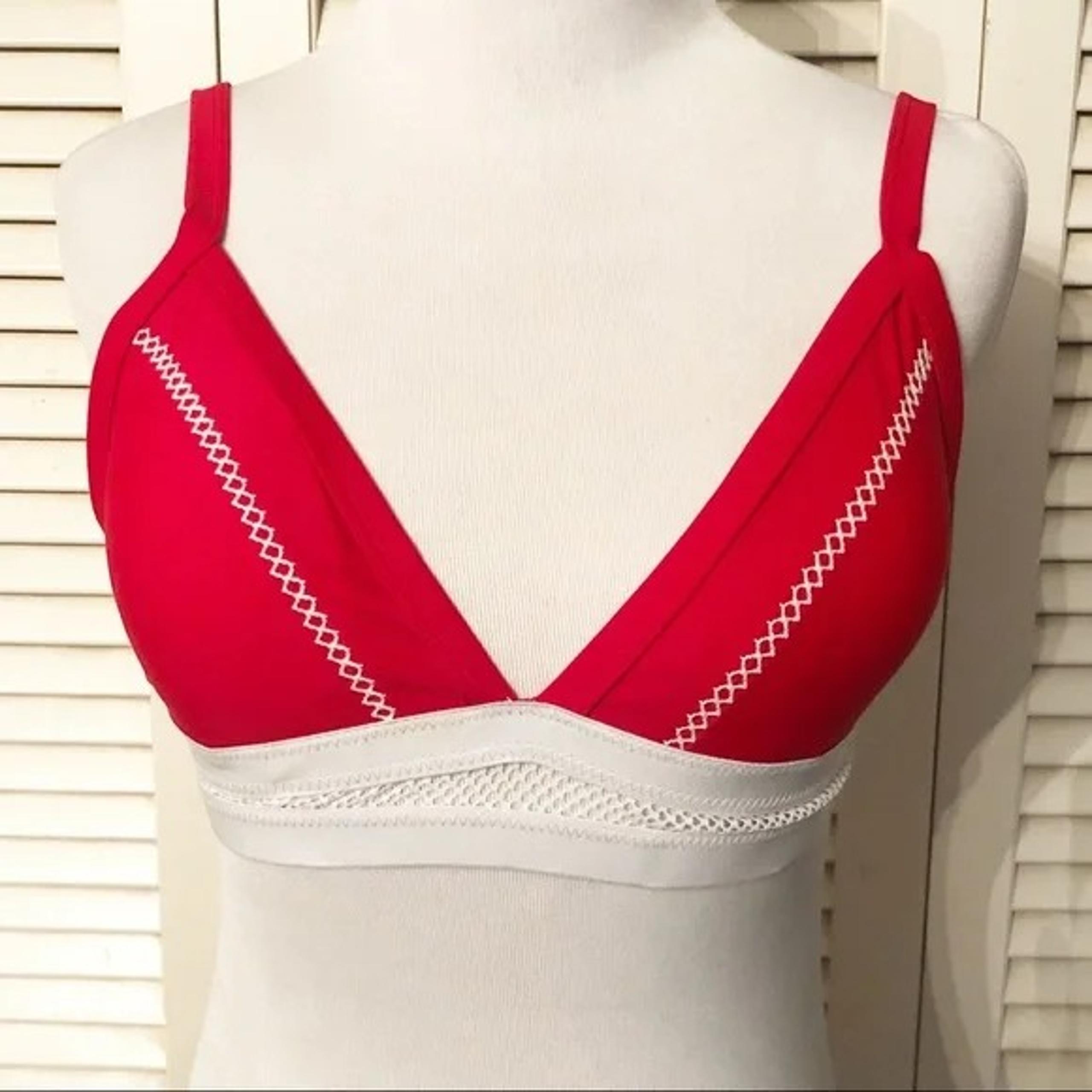 Sunny Clothing Company Red Bikini Top with Banded White Mesh Venting Medium