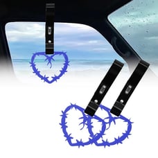 NEW 2PCS BARBED WIRE BLUE JDM TSURIKAWA RING BLACK Handle Strap Drift Charm