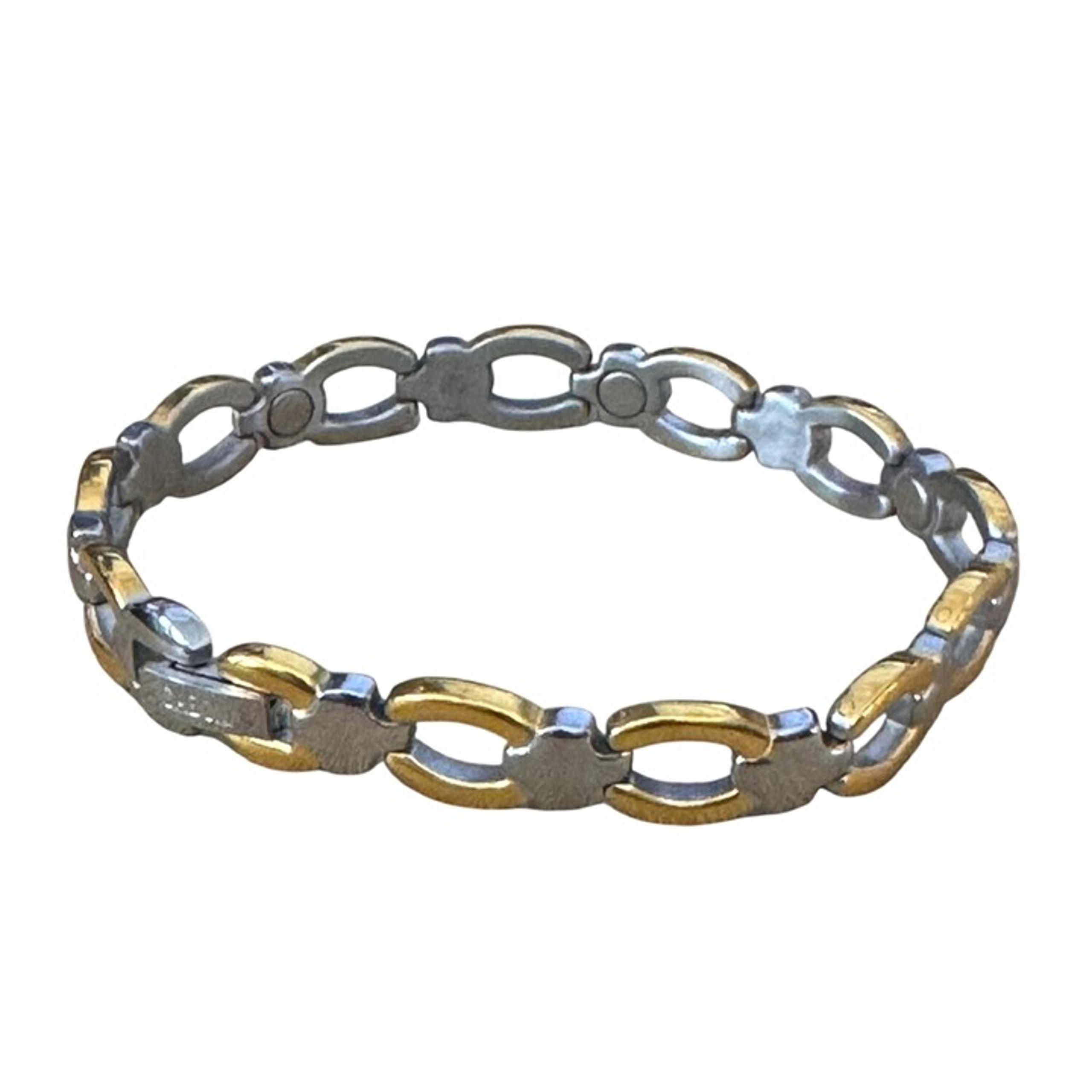 Sabona Stainless Steel Magnetic Gold & Silver Tone Link Bacelet 8"