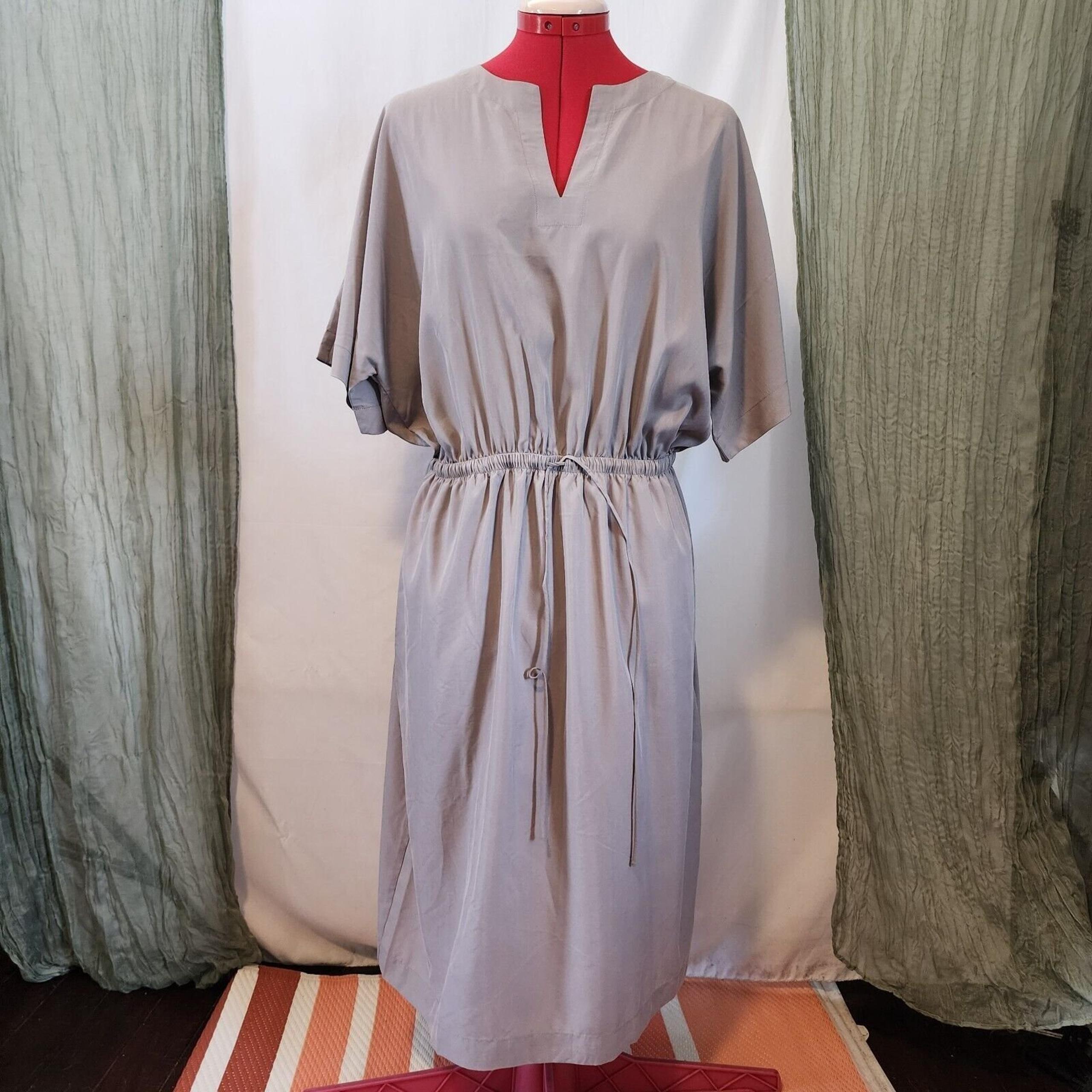 HAVEN Brown Knee Length Pockets A-line Blouse Dress Short Sleeve Size M