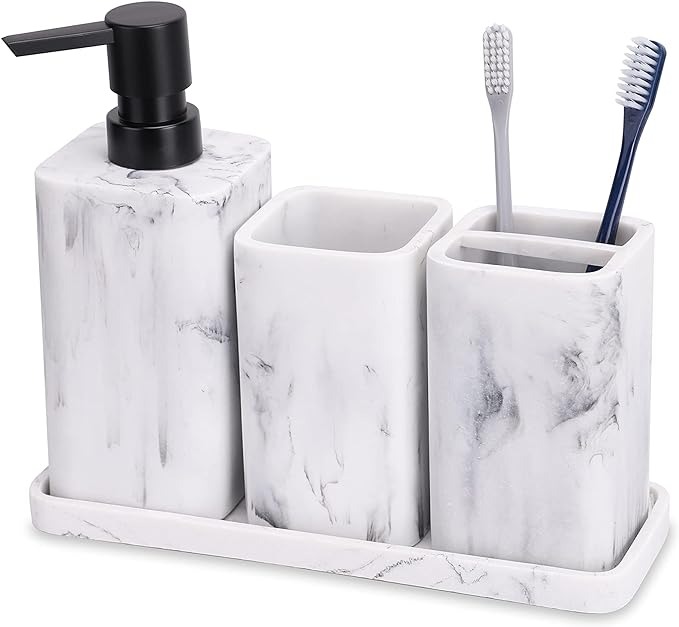 4 Pieces Bathroom Accessories Complete Set Vanity Countertop Accessory Set