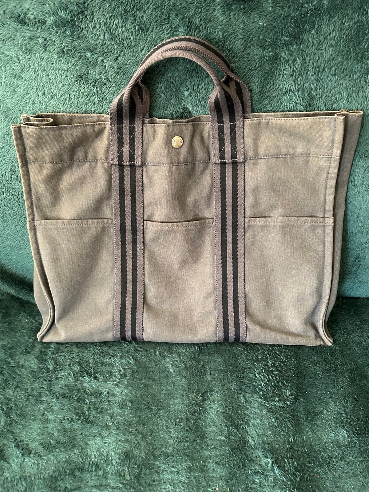Authentic Hermès grey cloth tote mm
