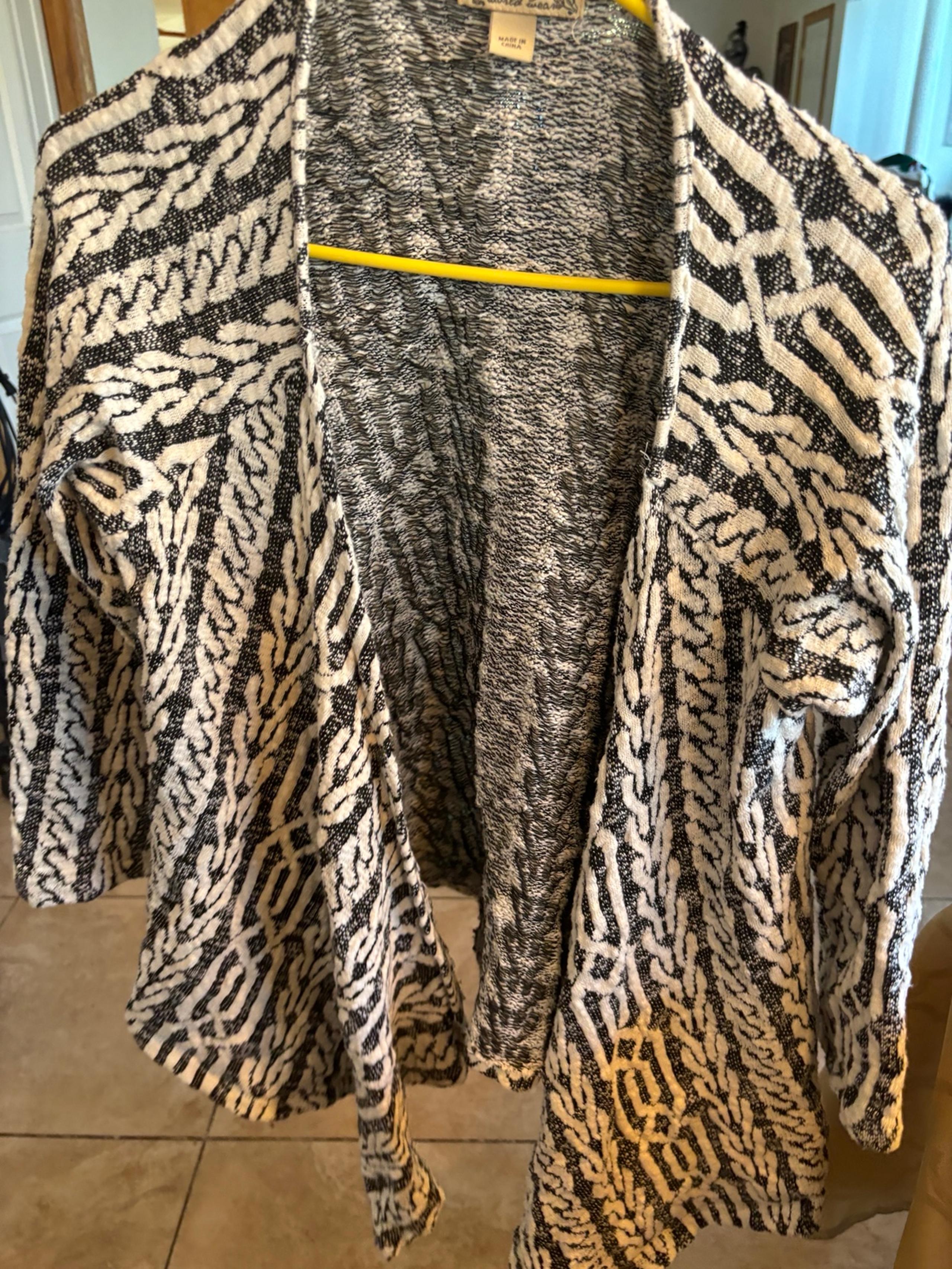 Energe World Wear - Kimono Style Open Front Drape Cardigan - Women's Size Large