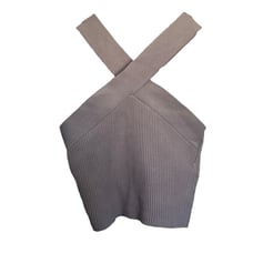 Aritzia Babaton Sculpt Knit Criss Cross Crop Ribbed Tank Gray Purple Top Size XS