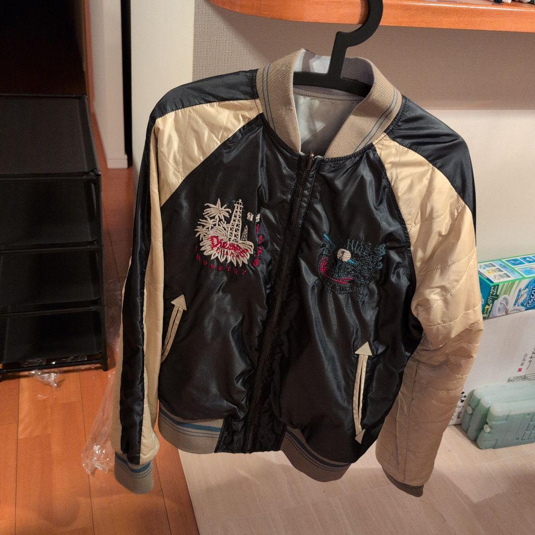 DIESEL Souvenir Jacket Black and Beige Embroidery Design