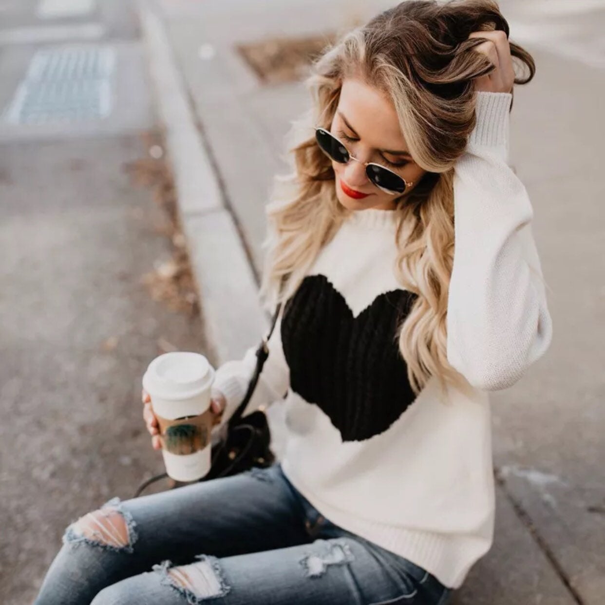 Womens knit ivory sweater tops