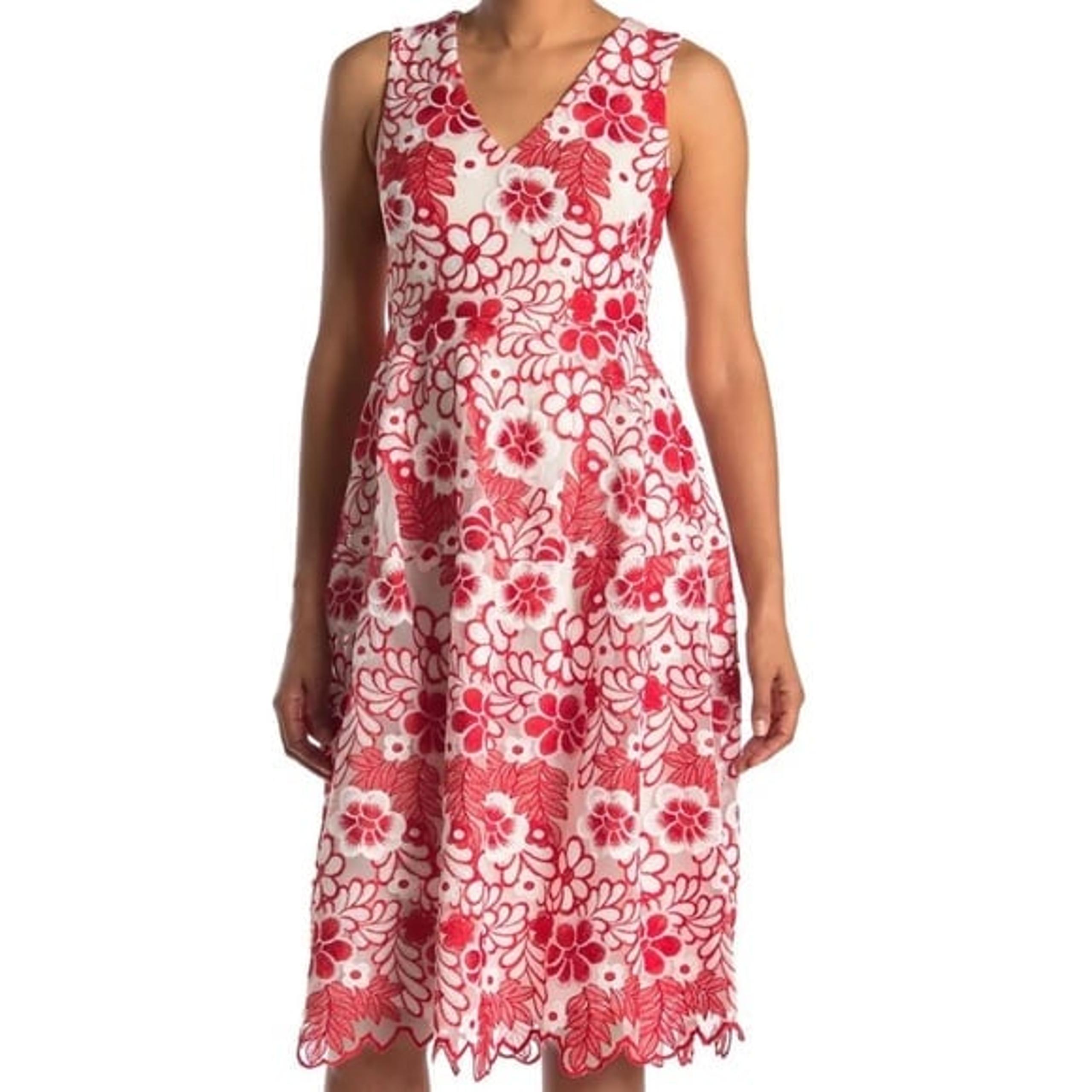 NEW Taylor Red w White Holiday Dress sz 16
