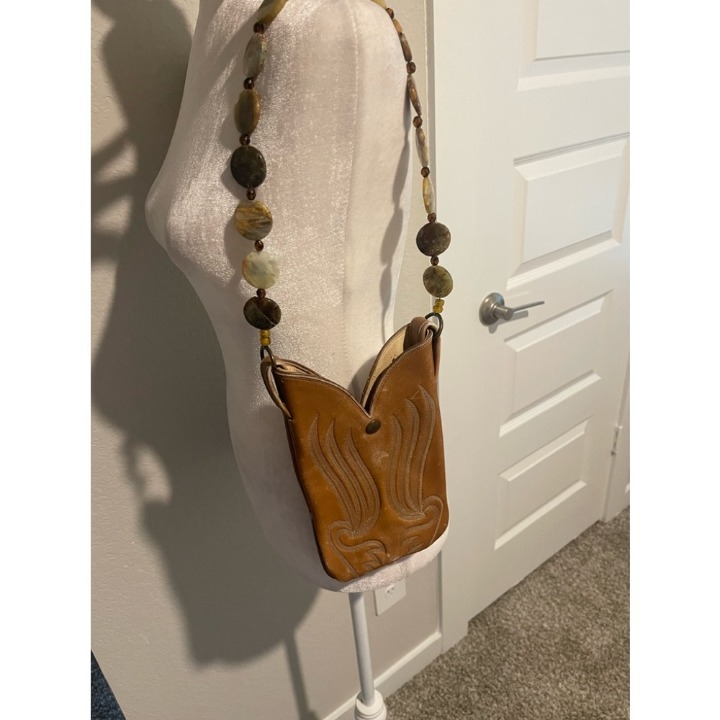 Dallas leather co western mini bag with gemstones strap