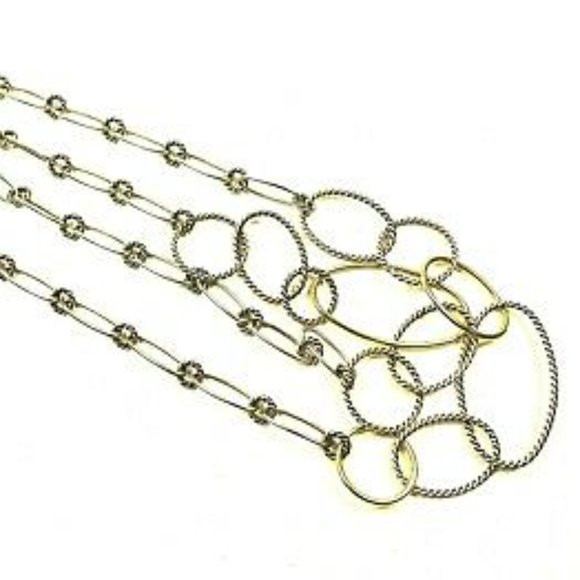 DAVID YURMAN Mobil Chain Sterling Silver 18K Yellow Gold Long Necklace