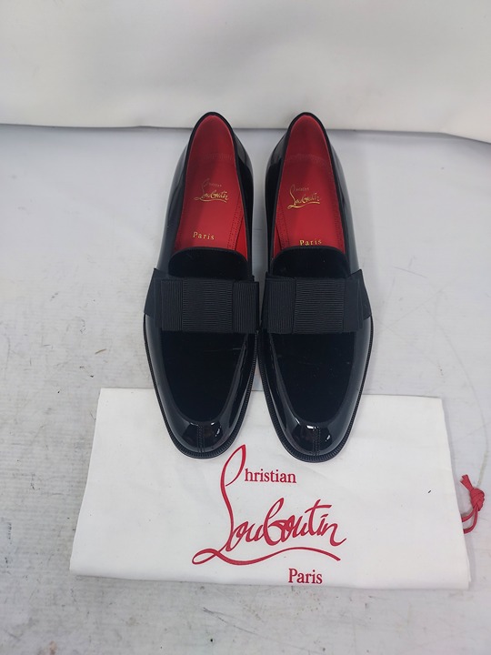 Christian Louboutin Black Velvet Patent Styleeto Loafer