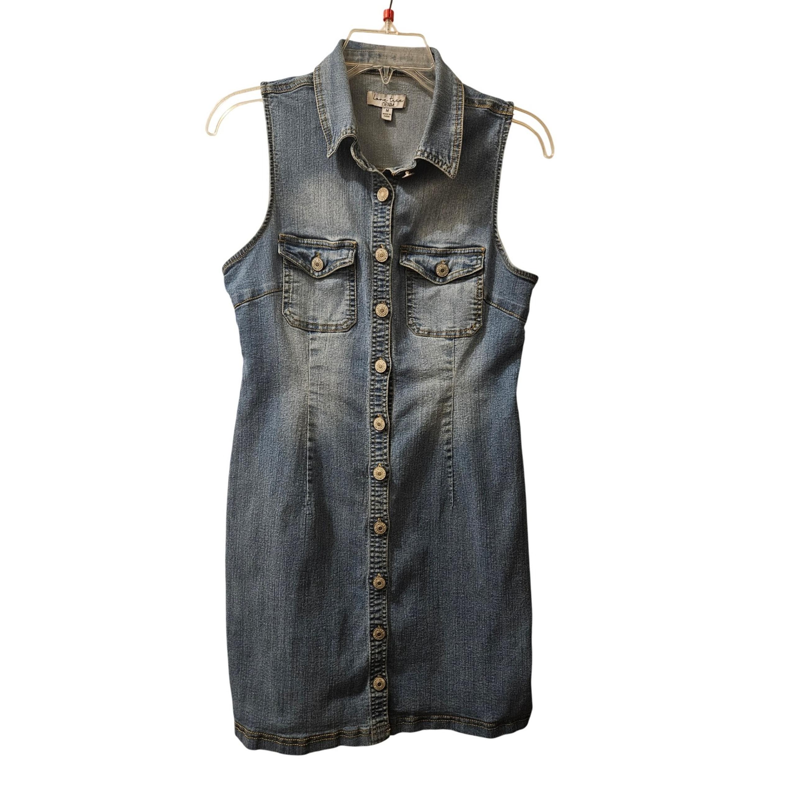 Love Tree Denim Dress Sleeveless Button Down Mini Casual Dress Medium