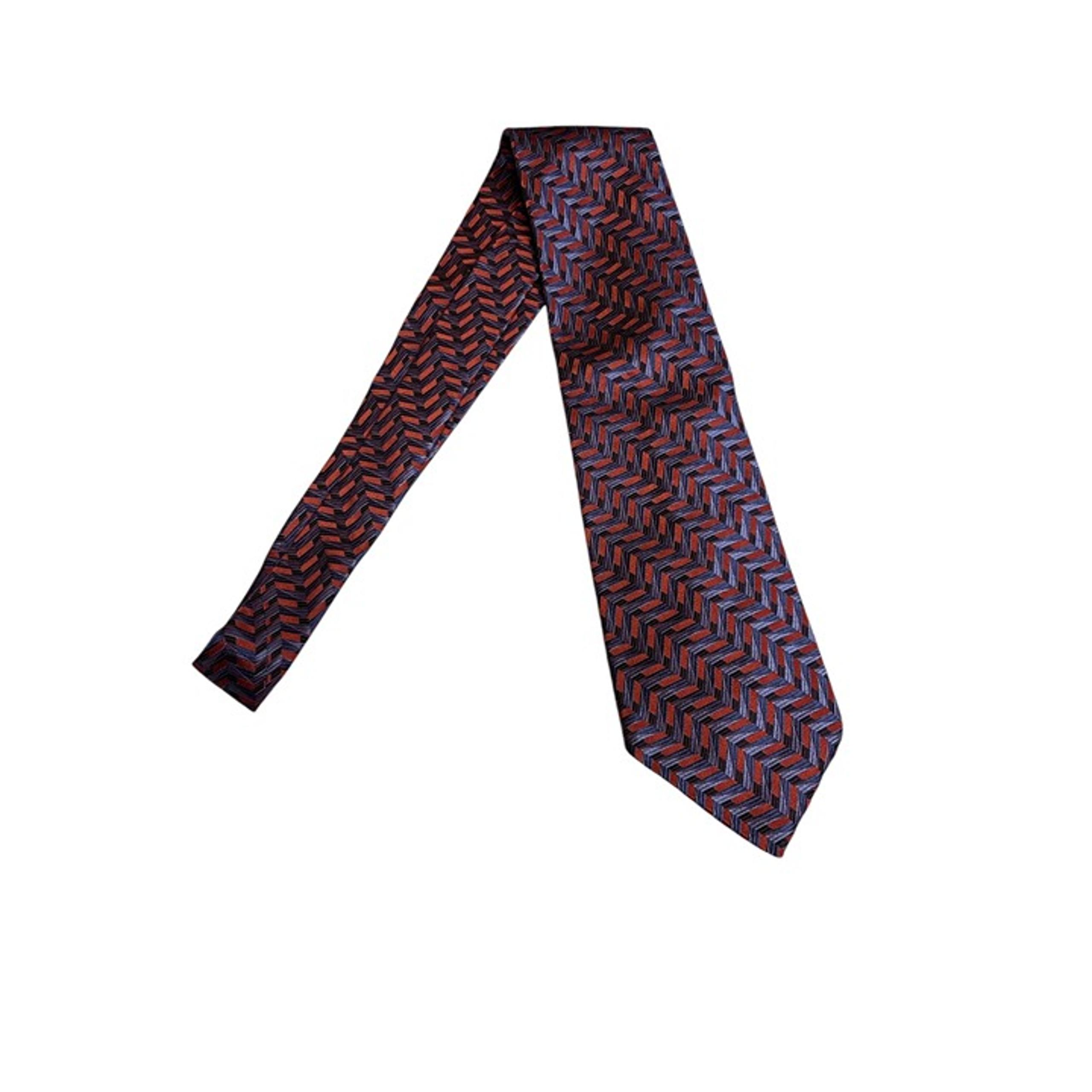 Barneys New York Mens Silk Tie Red & Blue Geometric Pattern Handmade In Italy