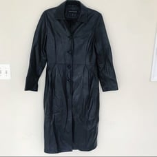 Kenneth Cole New York Leather Long Coat
