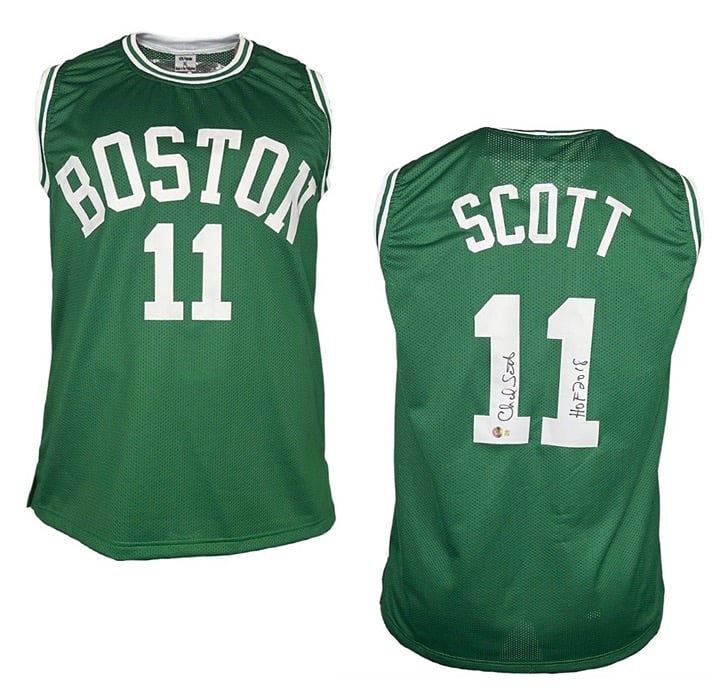 Charlie Scott Signed HOF 18 Insc Boston Green Custom Basketball Jersey (Beckett)