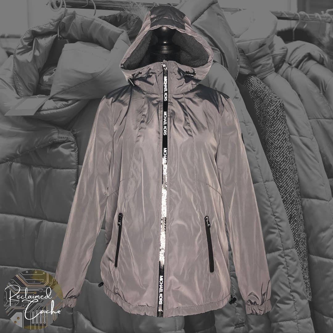 MICHAEL Michael Kors Gun Metal Missy Faux Shearling Lined Jacket - Size XS - www.vitorcorrea.com MICHAEL Michael Kors Gun Metal Missy Faux Shearling Lined Jacket - Size XS - www.vitorcorrea.com