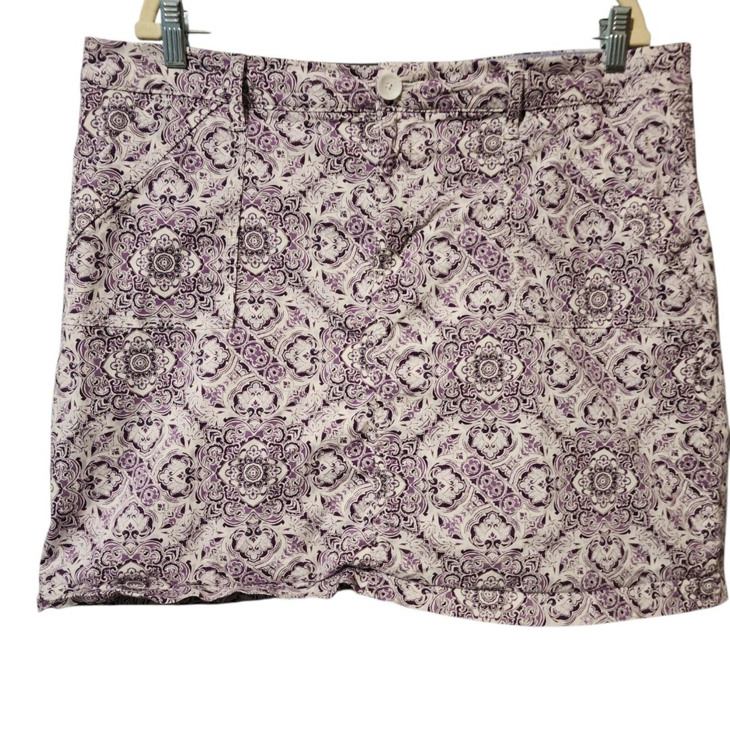 Croft & Barrow Purple  Paisley Skort Skirt Patterned Womens Size 18 Stretch