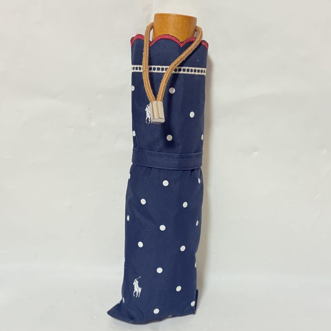Ralph Lauren Pony Dot Print Umbrella, Navy, UV Protection, Foldable, Rain and Sun Protection