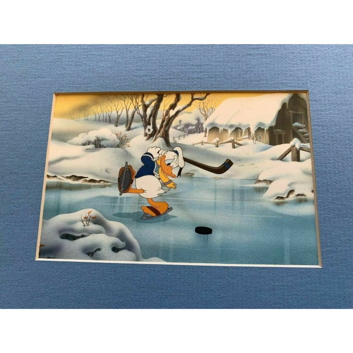 Donald Duck Playing Hockey Print in Matte Disney Collectors Sports
