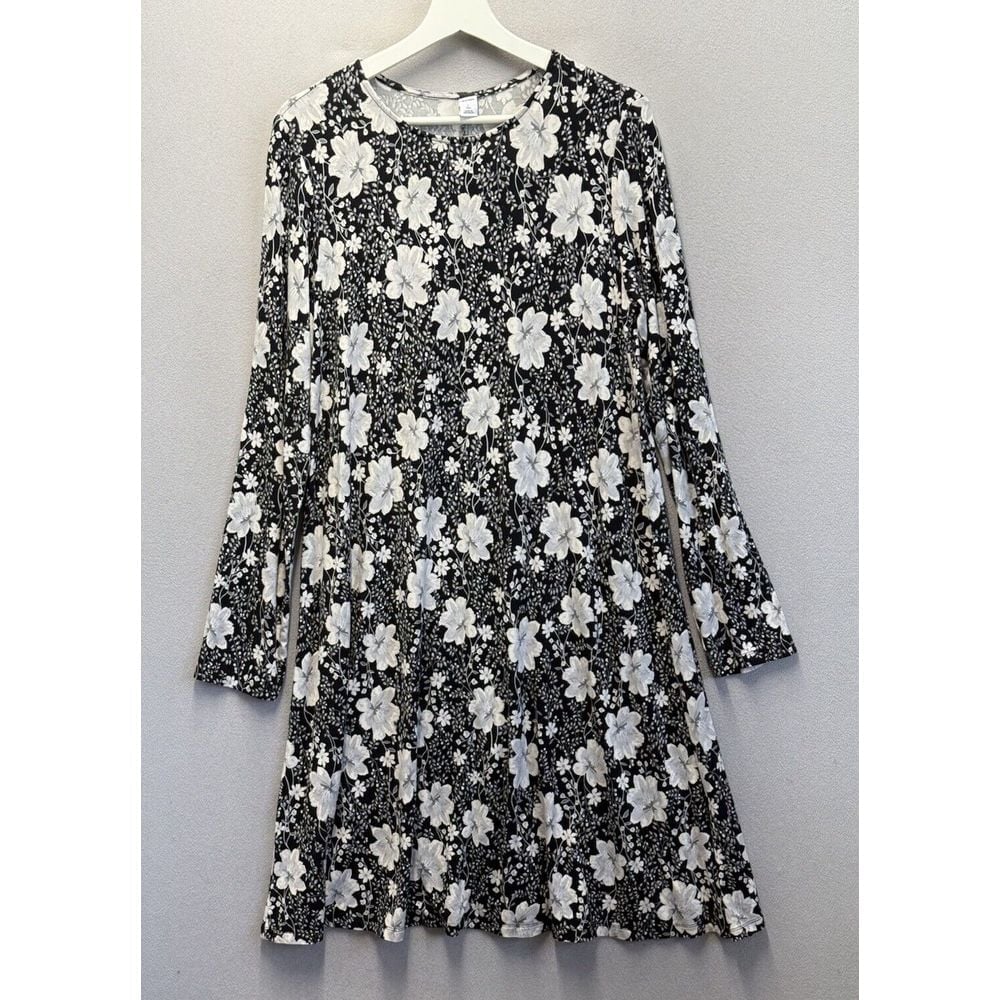 Old Navy Women's Sz L Tall Multicolor Floral Print Cottagecore Long Sleeve Dress