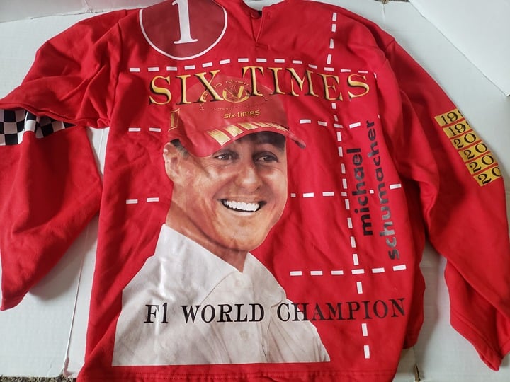 Michael Schumacher Six Times F1 Champion Red Sweatshirt Hoodie New w/Tags XL