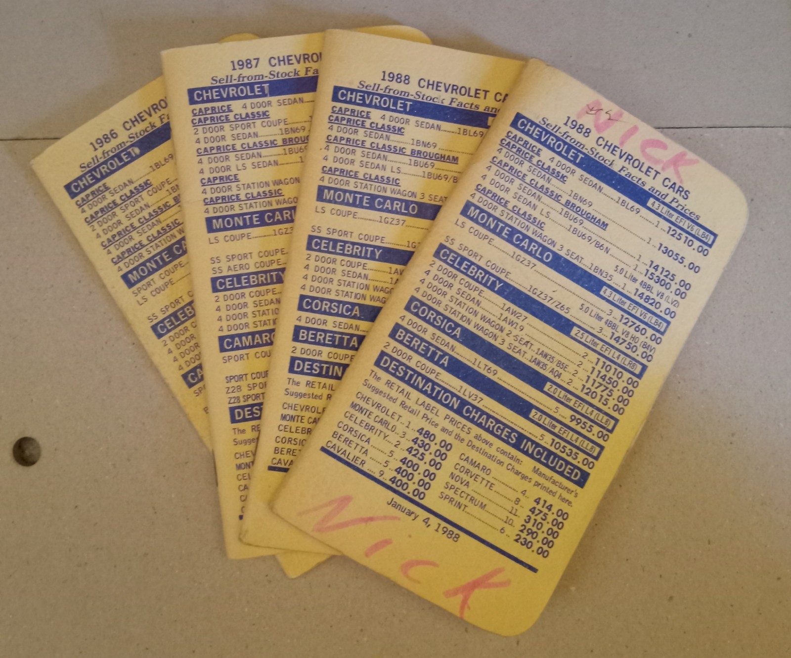 Vintage 80s Chevy Facts and Prices Dealers' Booklets