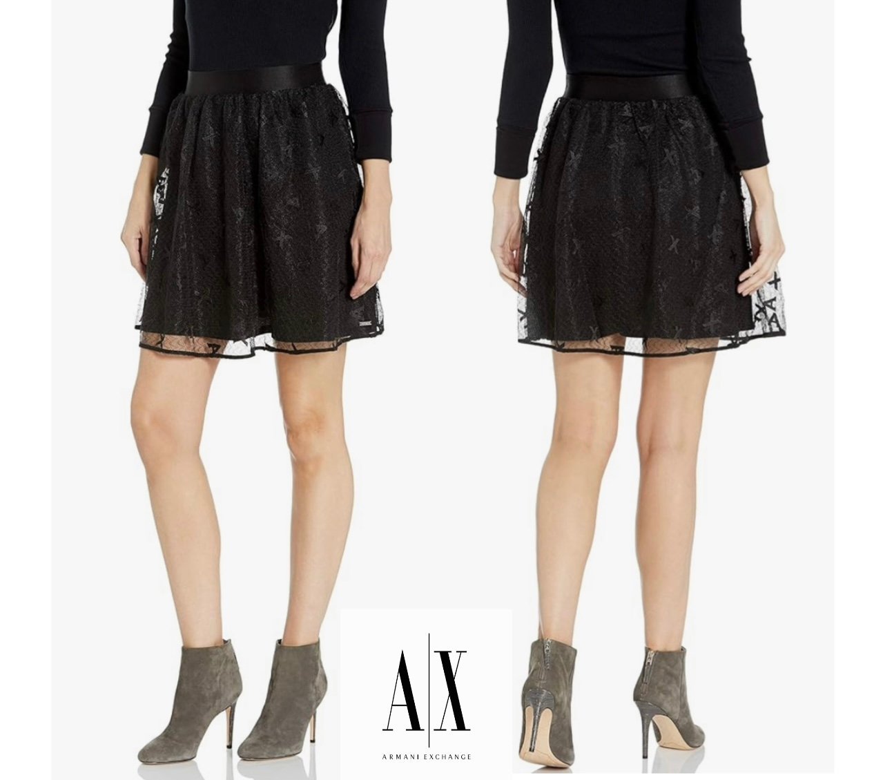 ARMANI EXHANGE Womens Logo Mesh Skirt - Size 6