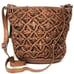 Vilenca Holland Woven Leather Crossbody Shoulder Bag Cognac Tied Knotted Braided