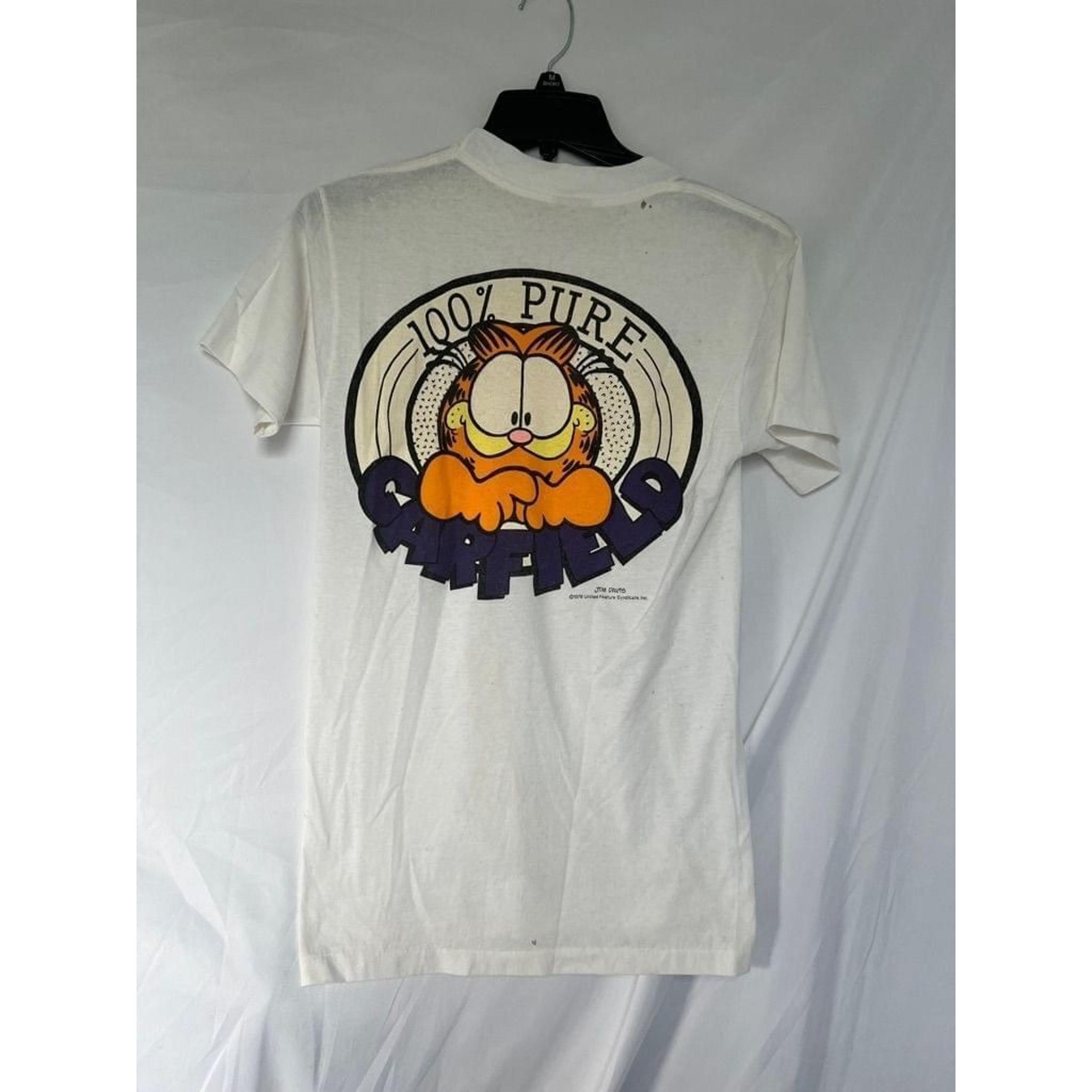 Vintage 1978 Garfield Jim Davis 100% pure Garfield tshirt- white- M Sun TAG