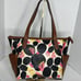 Fossil Mimi Black Floral Tote Leather Shoulder Bag EUC