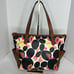 Fossil Mimi Black Floral Tote Leather Shoulder Bag EUC