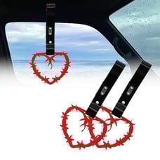NEW 2PCS BARBED WIRE RED JDM TSURIKAWA RING Black Handle Strap Drift Charm
