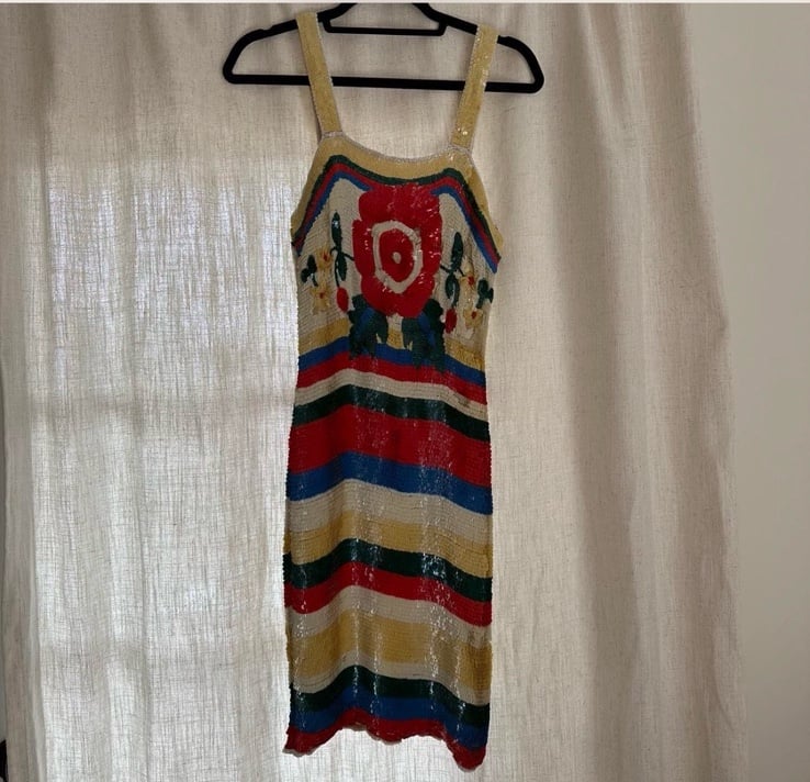 Dress vintage poppy sequin