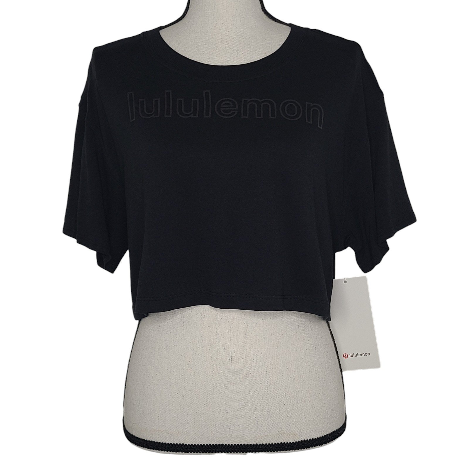 Lululemon All Yours Crop Tee *Graphic Black W3EPDS Size 8 NWT