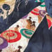 Y2K Japanese Kimono Aloha Shirt Fukuwauchi Camp Collar Skulls Silk Small