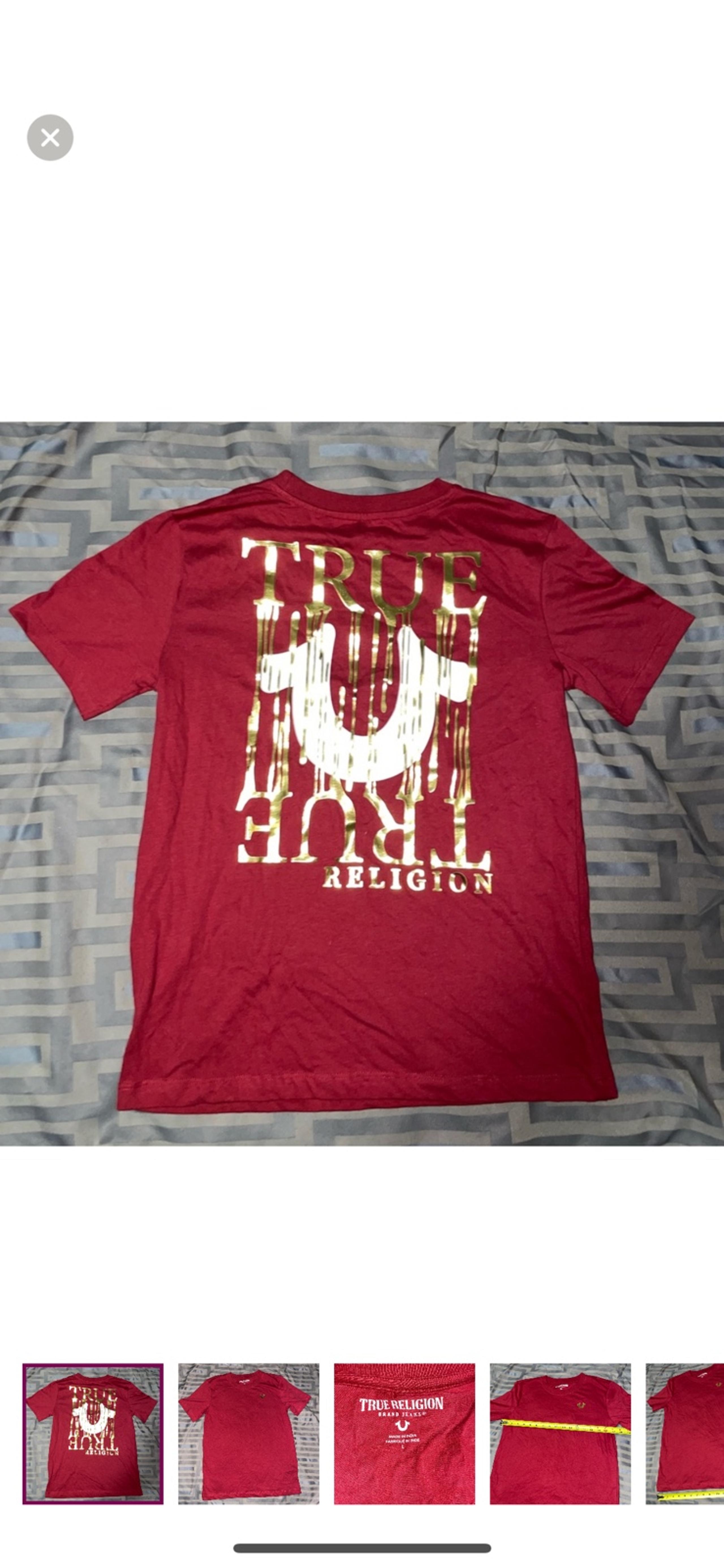 True Religion Brand Jeans Shirt Size Large Boys Red