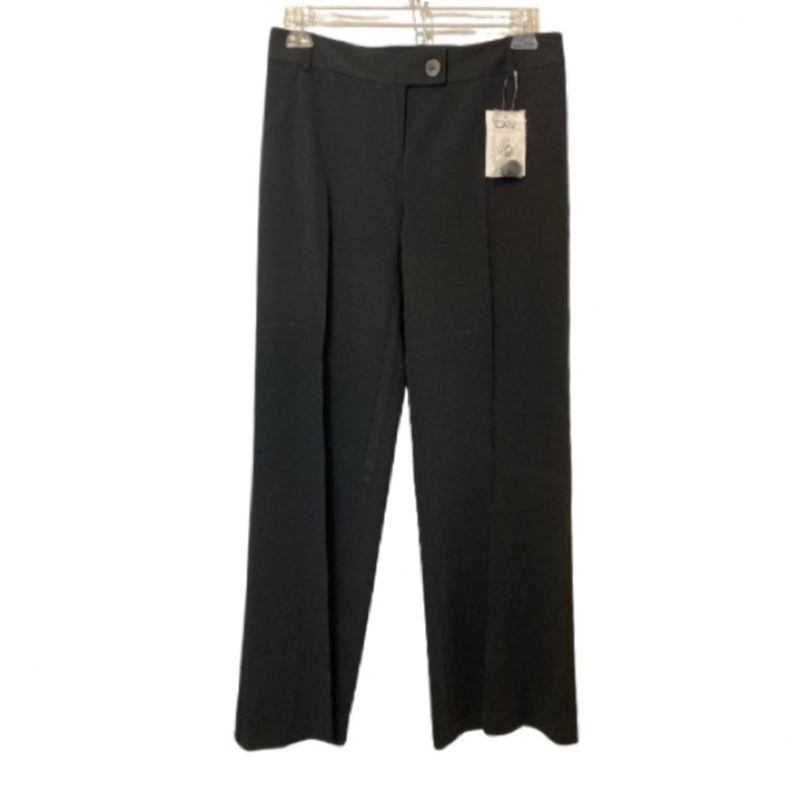 NWT CAbi Black Wide Leg Pleated High Rise Trousers Dress Pants