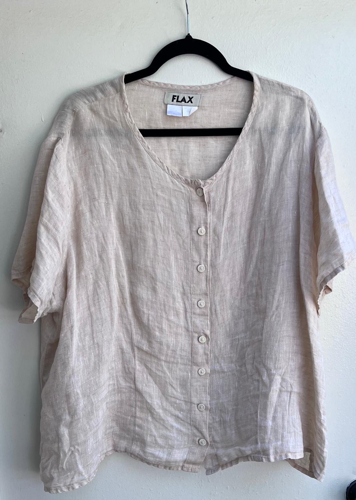 Flax Tan Cream Boxy Button Down Shirt