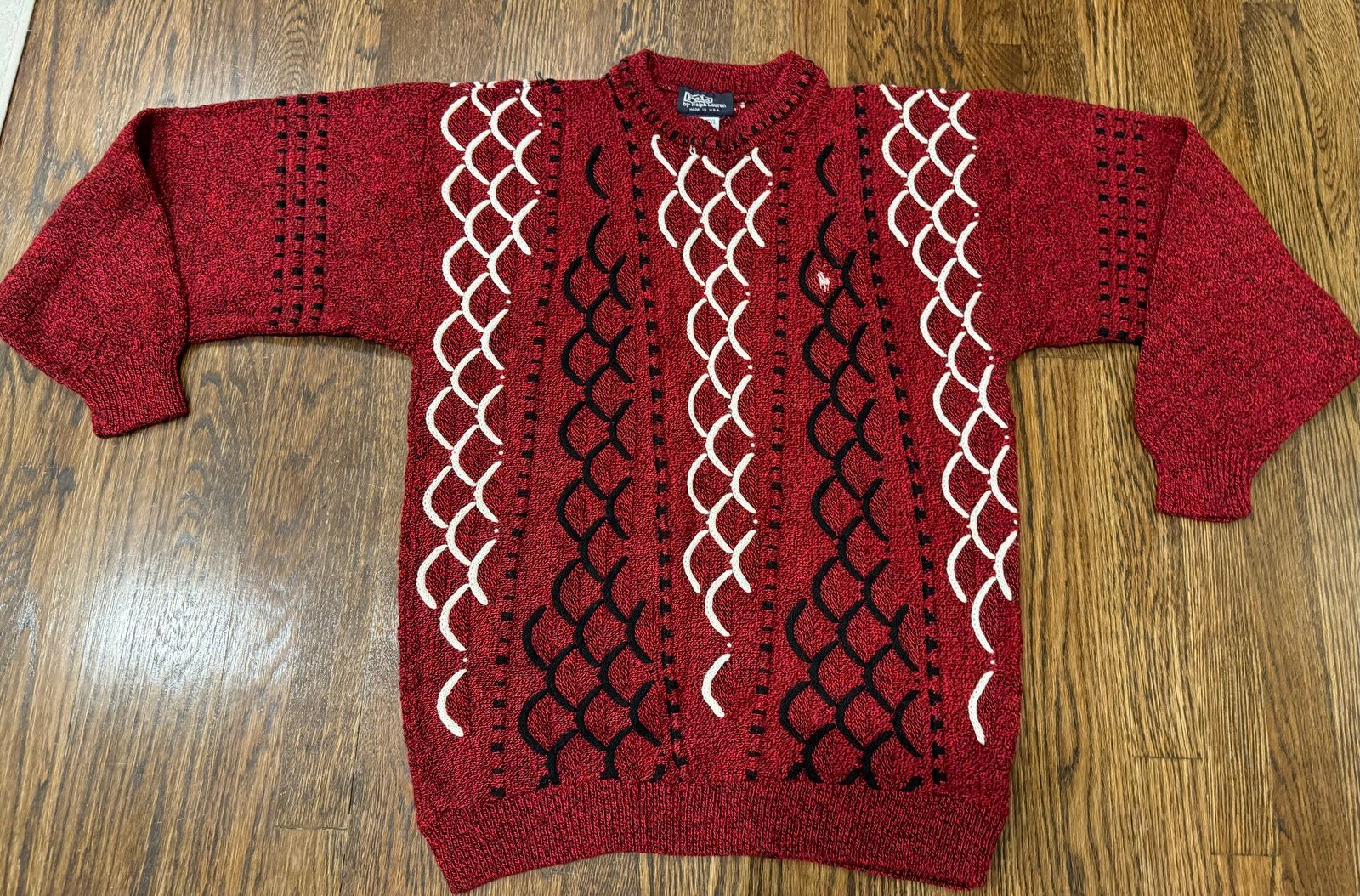 VINTAGE POLO RALPH LAUREN HAND KNIT MENS SWEATER RARE size XL