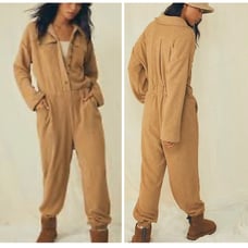 Free People FP Beach Ride or Die Jumper One Piece Womens Medium Tan Brown Soft