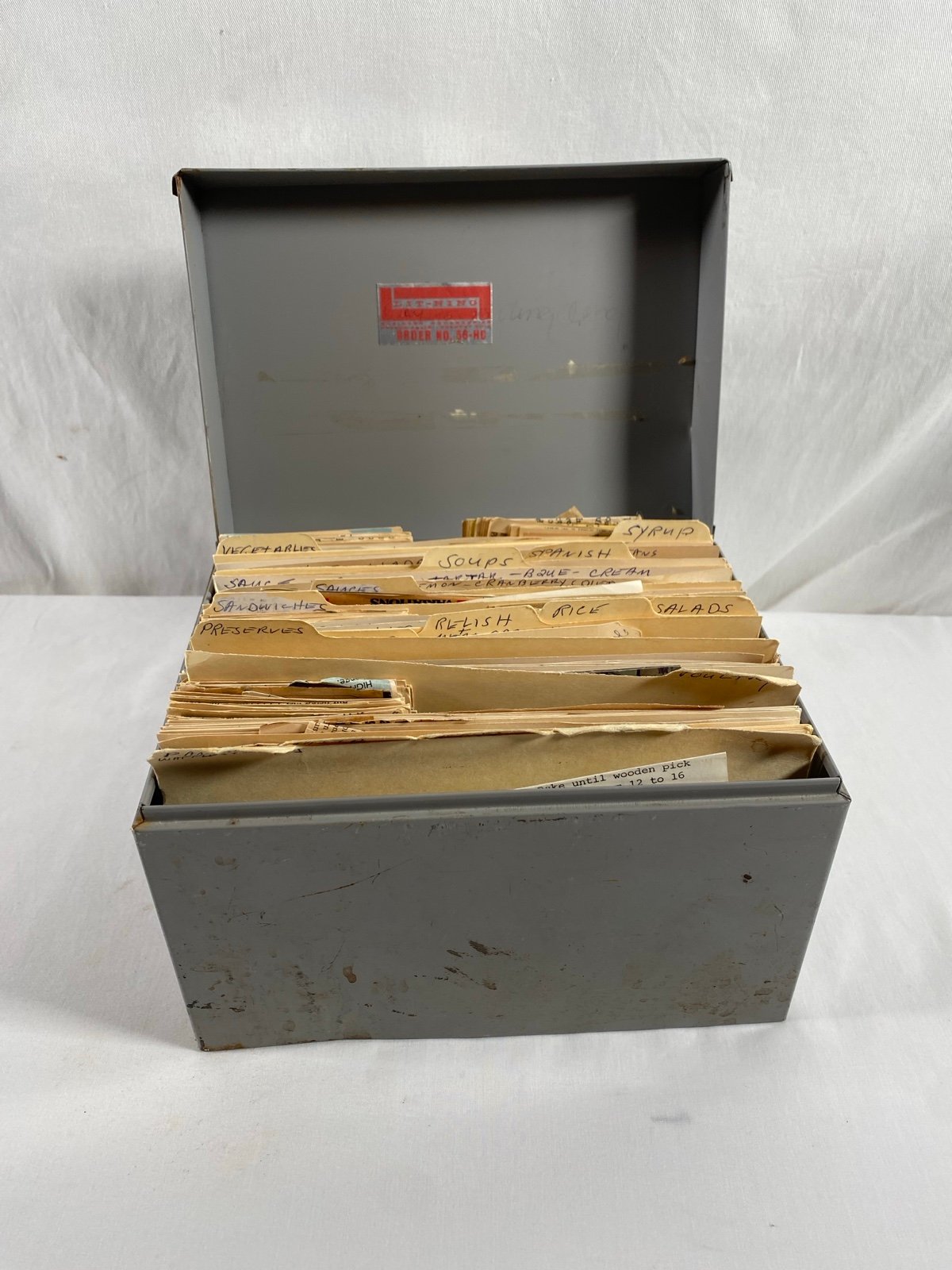 Vintage 1980s Metal Recipes Box Filled with 100s of Recipes