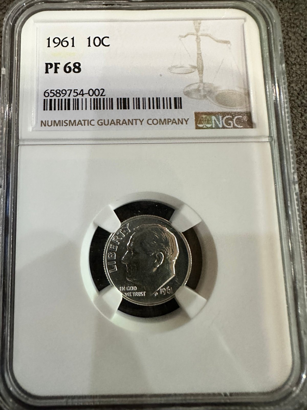 1961 Roosevelt Dime 10C NGC PF68