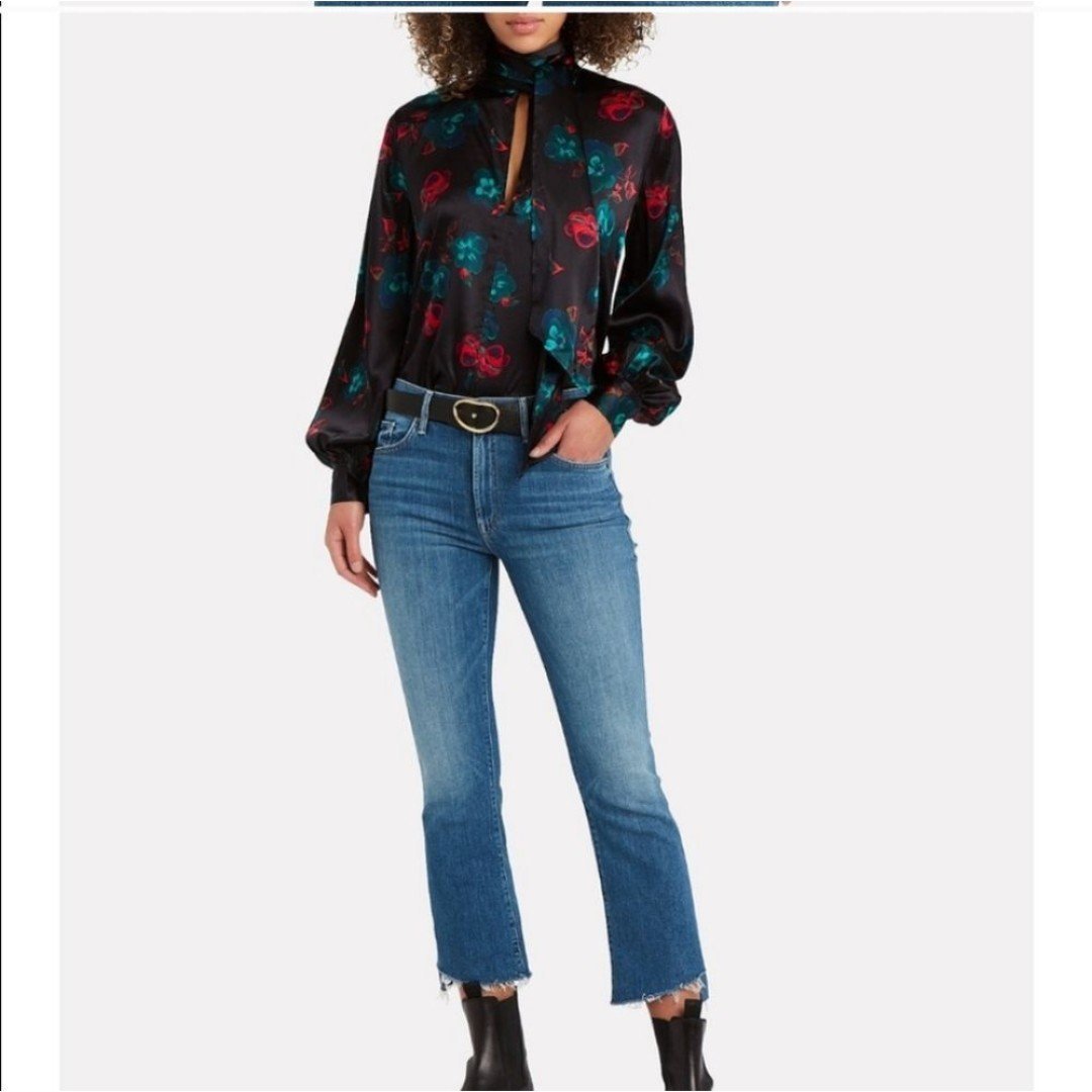 GIANNI silk stretch neck tie blouse
