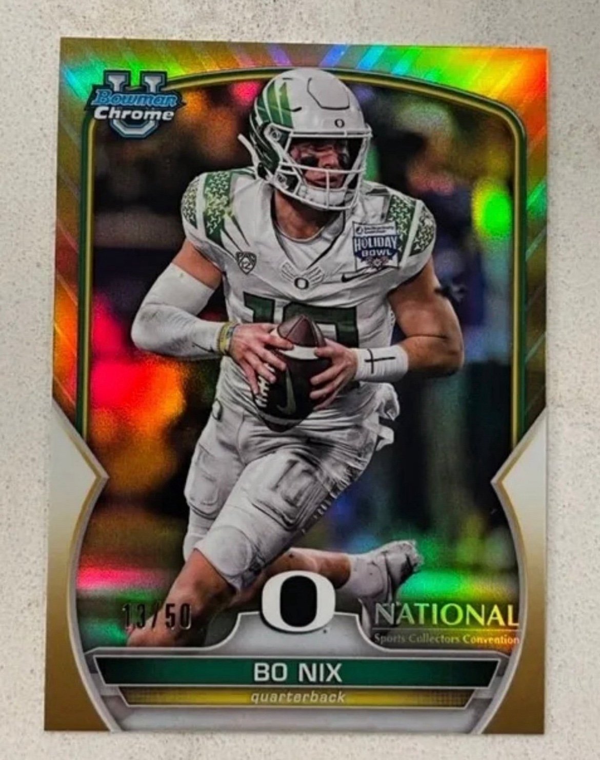 BO NIX Oregon 2023 Bowman Chrome University National GOLD Refractor # 13/50 Rare
