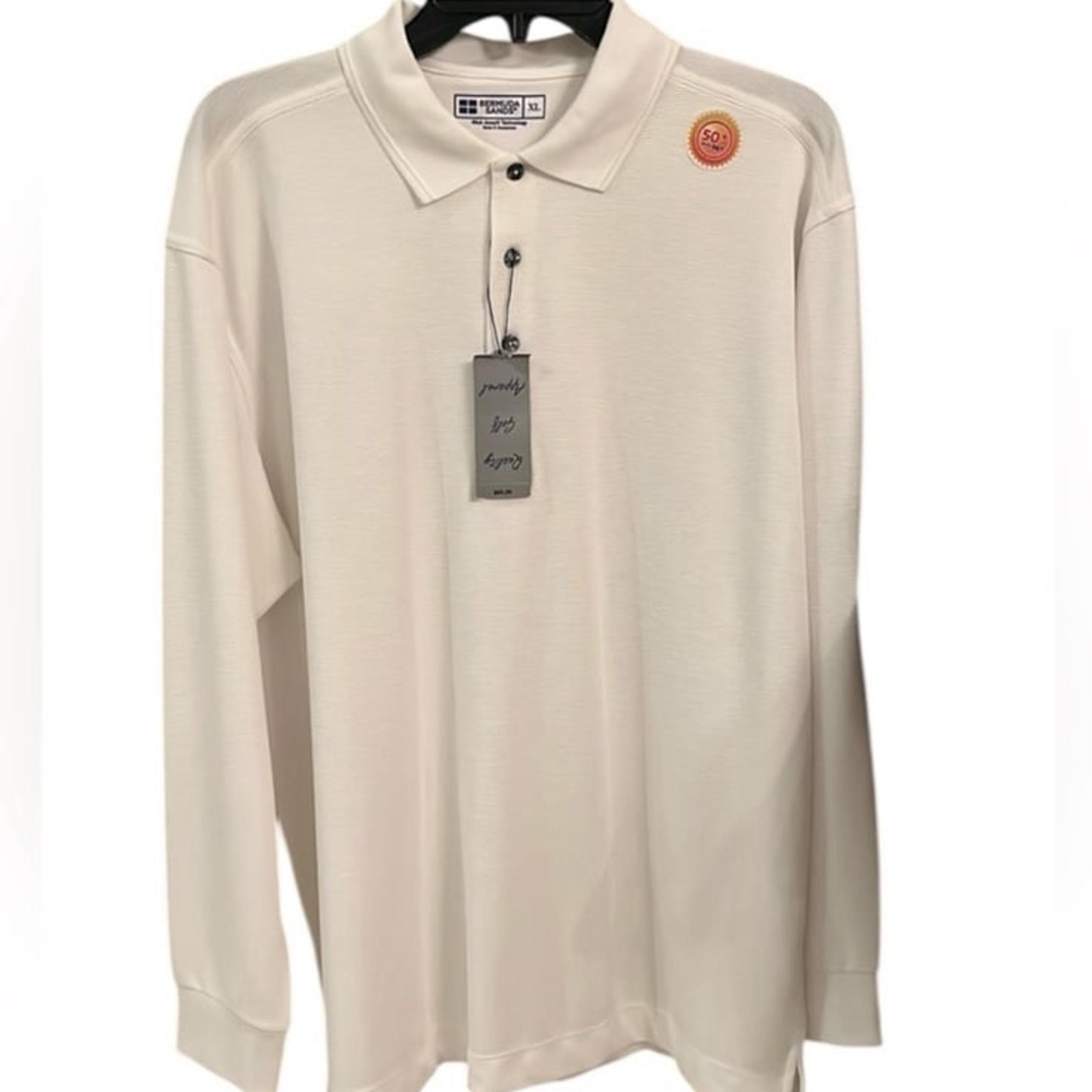Bermuda Sands White Long Sleeve Polo Shirt New Size XL NWT UPF Golf Wicking