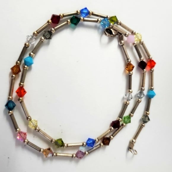 Sterling Silver 925 Multicolor Beaded Necklace: A Symphony of Vibrant Elegance